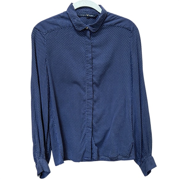 imogene + willie Tops - Imogene + Willie Polka Dot Shirt‎ S Navy Peter Pan Collar Button Down